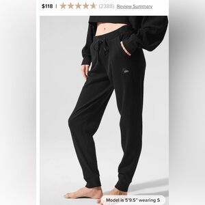 ALO Muse Black Ribbed Sweatpants